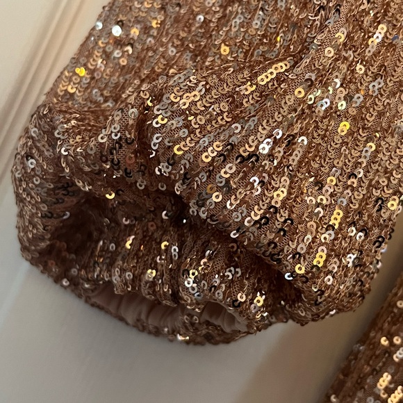 NEW!! Sequined Rose Gold Wrap Dress!! Perfect for any occasion!! - Picture 3 of 4